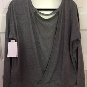 GAPFIT BREATHE Gray Cutout Long Sleeve Backless
